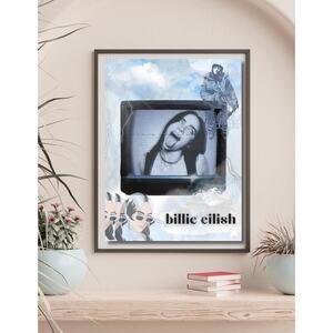12 x 18 in Billie Eilish Poster: Dreamy Retro TV Static Art Print